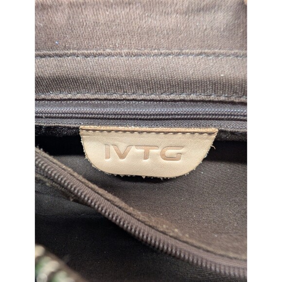 IVTG Green Studded Leather Satchel Purse Crossbody Vintage Silver Gold Handbag - Picture 6 of 13